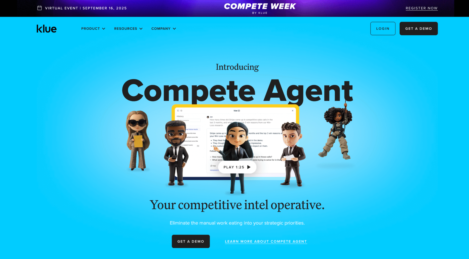 Klue Compete Agent homepage