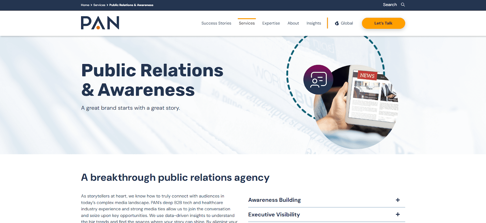 PAN Communications homepage