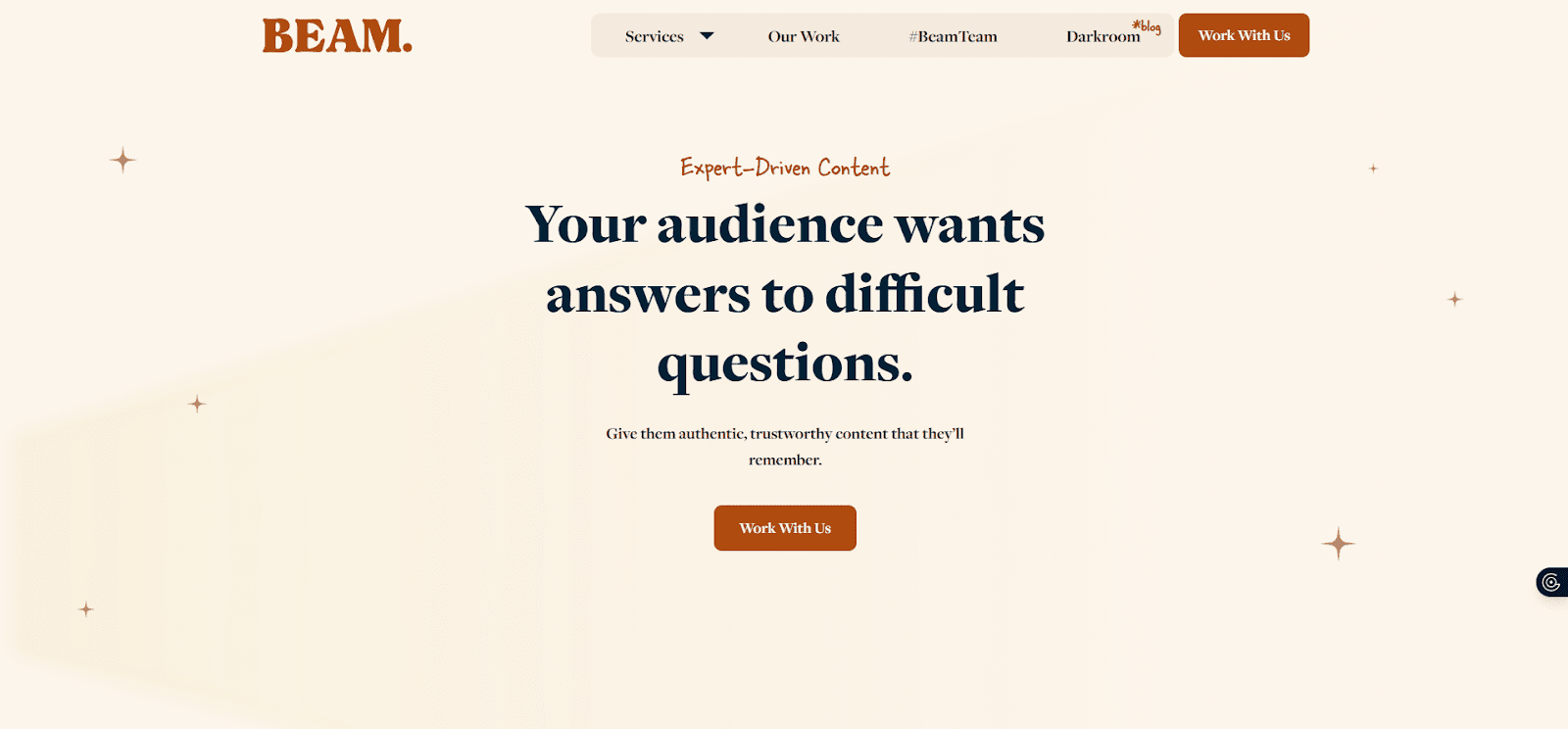 Beam Content homepage