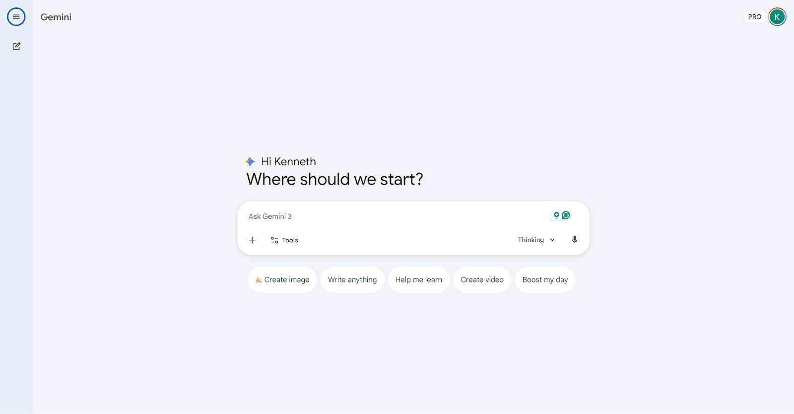 Google Gemini interface